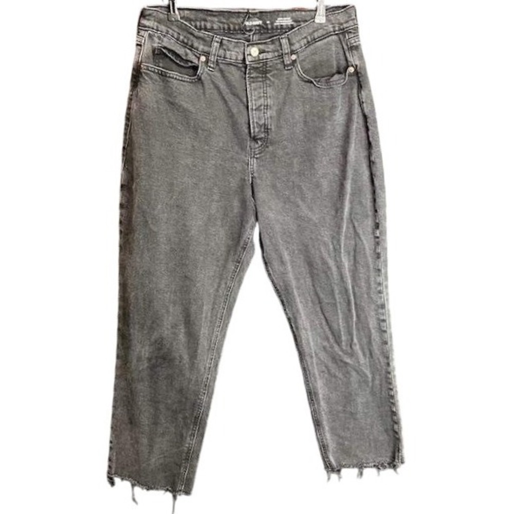Old Navy Women's Black/Gray Wash High Waisted Cropped Straight‎ Leg Jeans